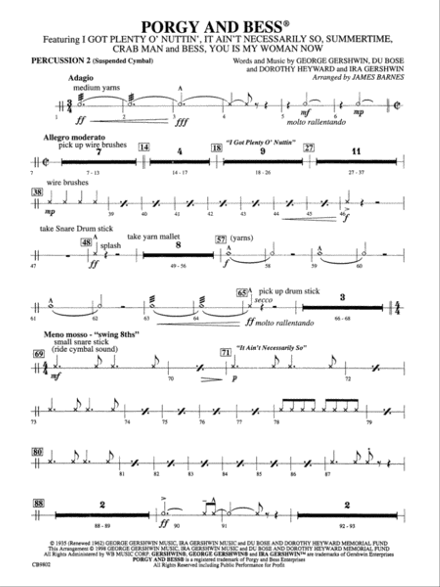 Porgy and Bess® (Medley): 2nd Percussion Concert Band scores gallery preview page 1