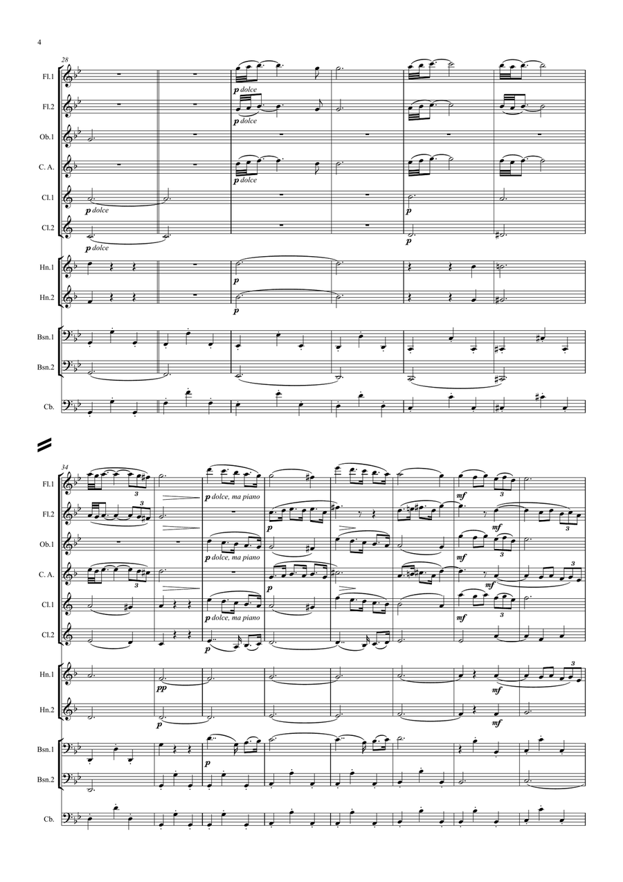Albinoni: Adagio in G minor - symphonic wind dectet/bass Large Ensemble scores gallery preview page 4
