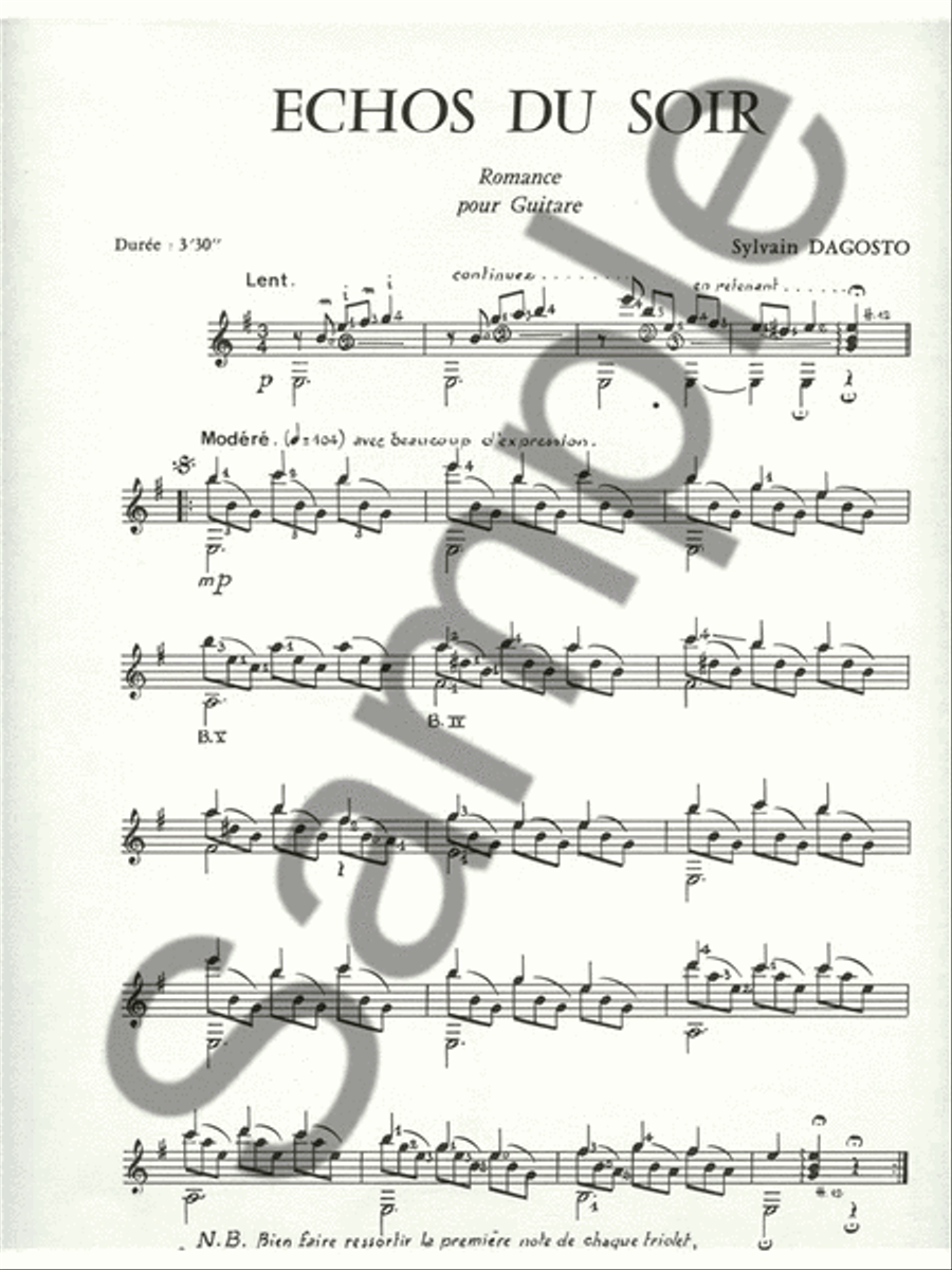 Dagosto Echos Du Soir Romance Lm011 Guitar Book Classical Guitar scores gallery preview page 2