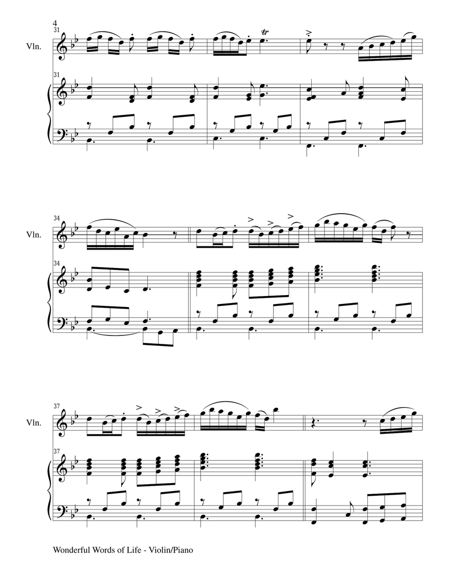 WONDERFUL WORDS OF LIFE (Duet – Violin and Piano/Score and Parts) Violin scores gallery preview page 4