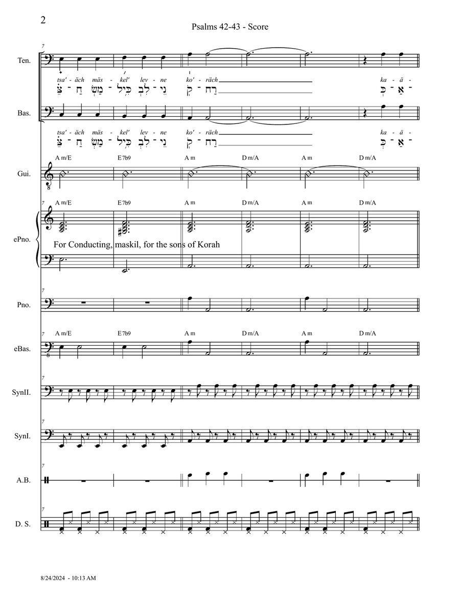 Psalm 42-43 - Score Only Psalm 42-43 - Score Only Small Ensemble scores gallery preview page 2