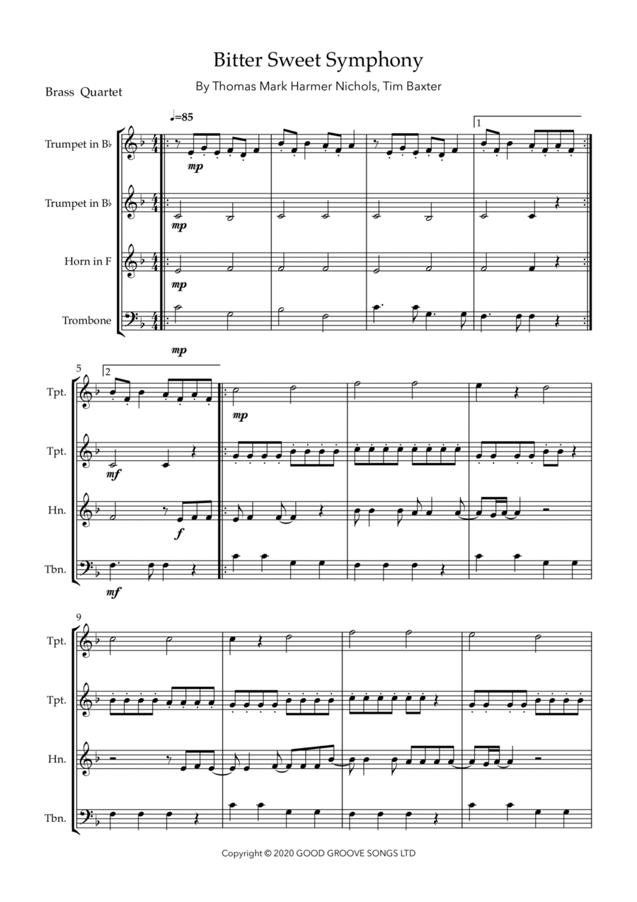 Bittersweet Symphony Brass Ensemble scores gallery preview page 1