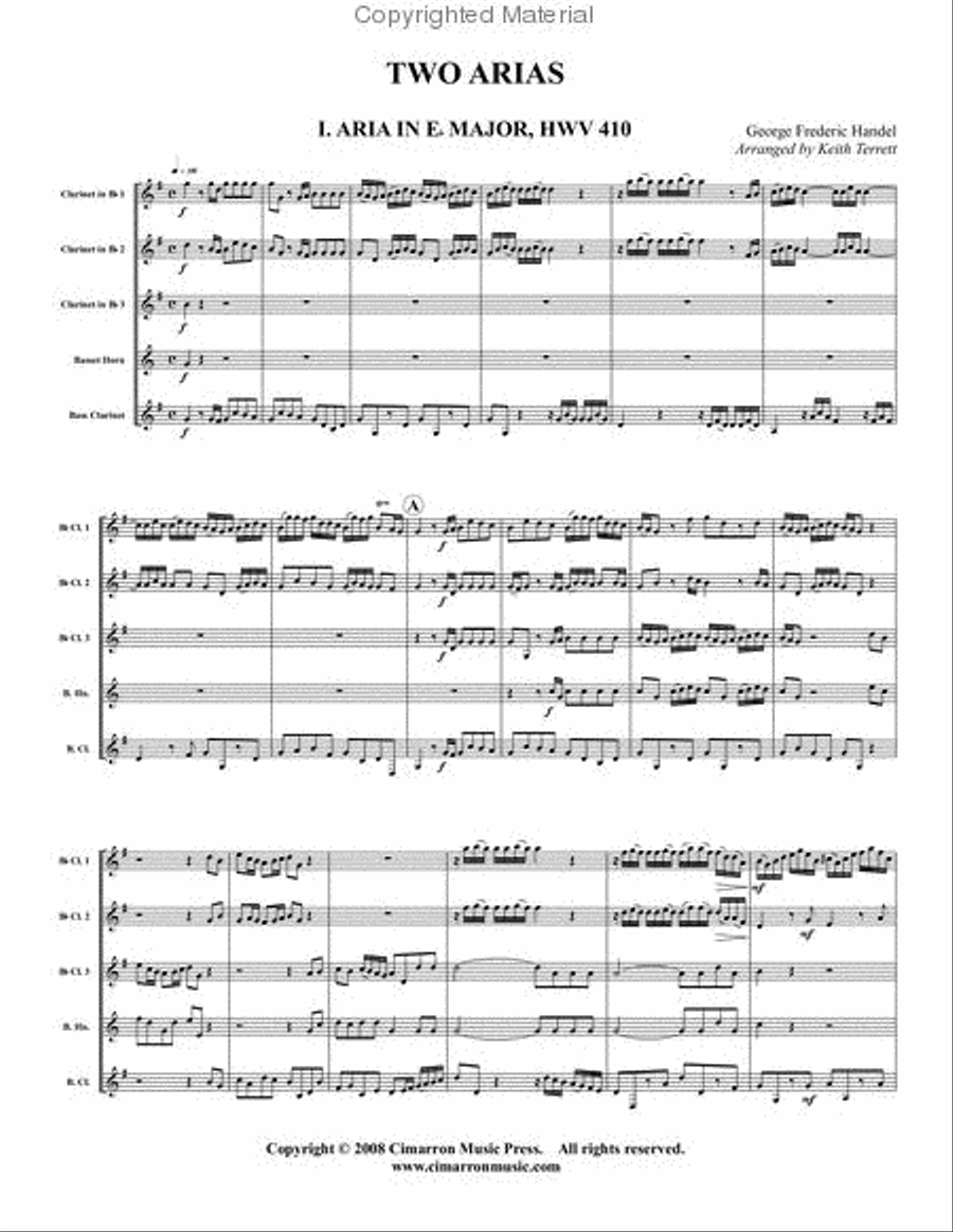 Two Arias Clarinet Choir scores gallery preview page 2