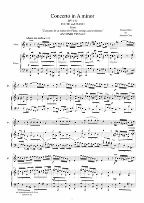 Vivaldi - Concerto in A minor RV 440 for Flute and Piano