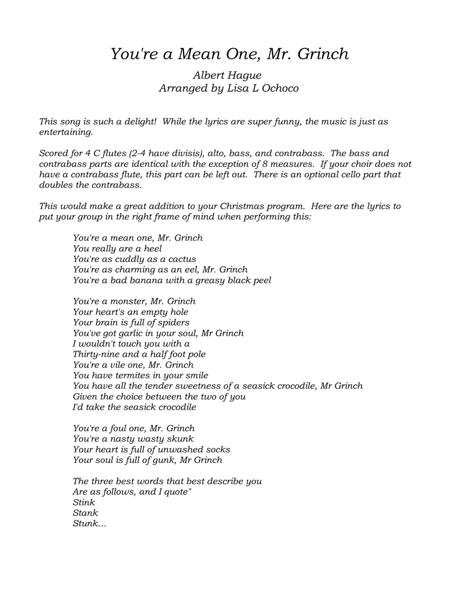 You're A Mean One, Mr. Grinch Flute Choir scores gallery preview page 4