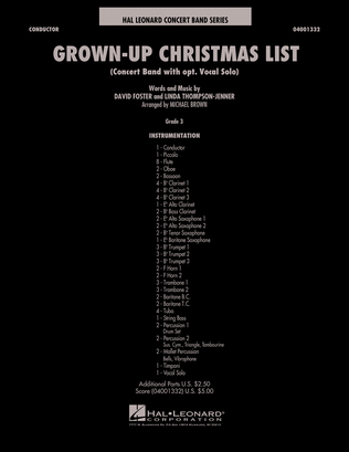 Book cover for Grown Up Christmas List (with Optional Vocal Solo) - Full Score