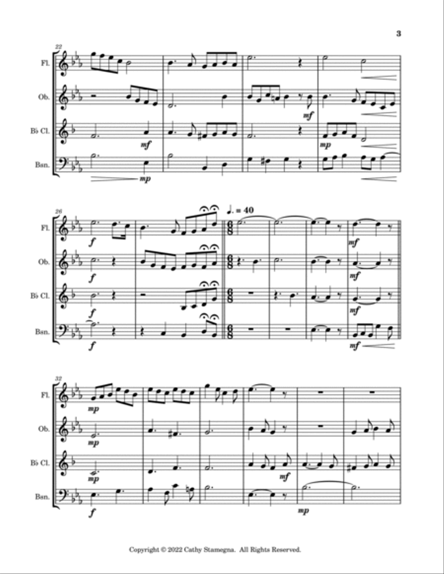 I’ll Take You Home Again, Kathleen (Woodwind Quartet: Flute, Oboe, Bb Clarinet, Bassoon) Woodwind Quartet scores gallery preview page 4