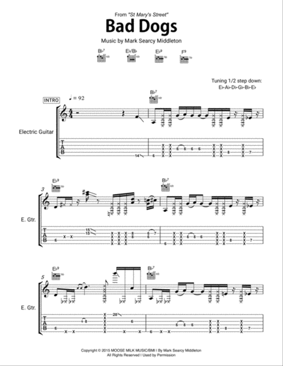 Bad Dogs Electric Guitar scores gallery preview page 1