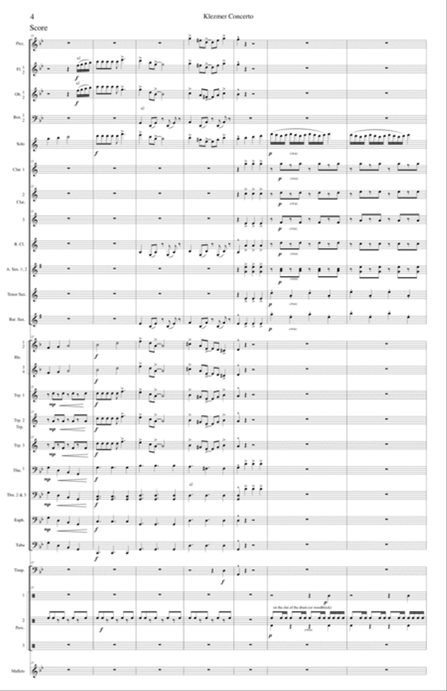 Klezmer 101 from Klezmer Concerto for Clarinet and Wind Orchestra (complete score) Concert Band scores gallery preview page 4