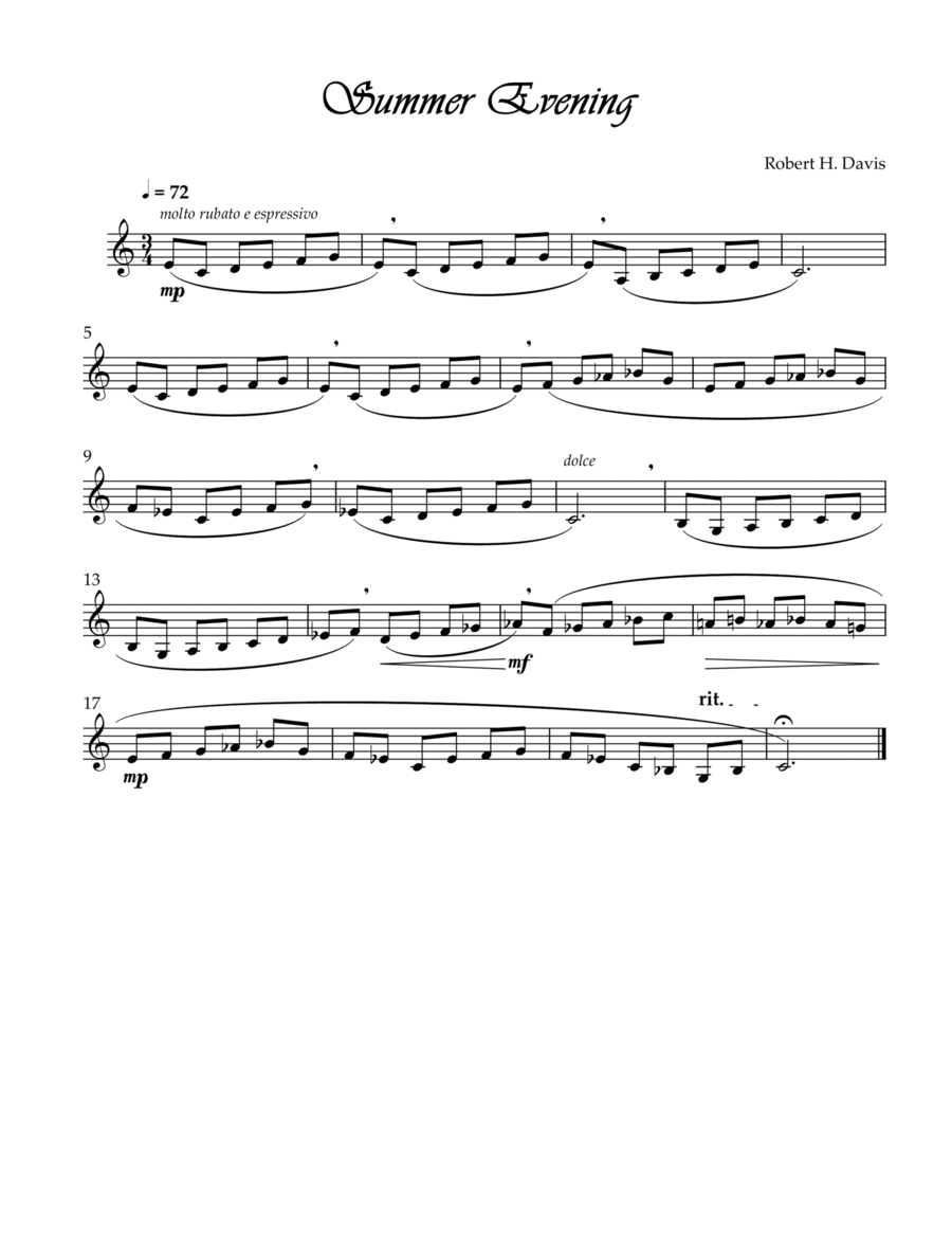 Summer Evening Summer Evening Easy Piano scores gallery preview page 1