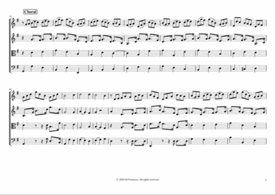 Chorale from Cantata No.147 disguised in an African rhythm. String Quartet scores gallery preview page 5