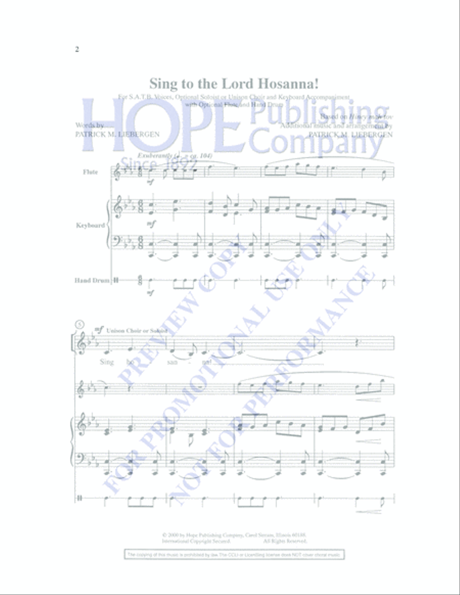 Sing to the Lord Hosanna! image number null