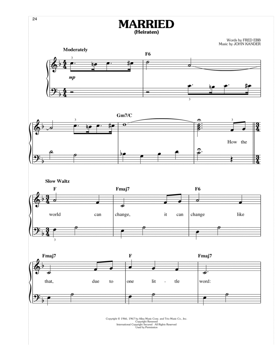 Married (Heiraten) Married (Heiraten) Easy Piano scores gallery preview page 1