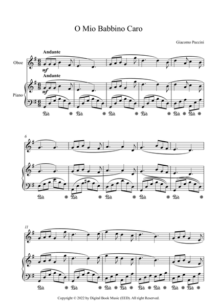 O Mio Babbino Caro - Giacomo Puccini (Oboe + Piano) image number null