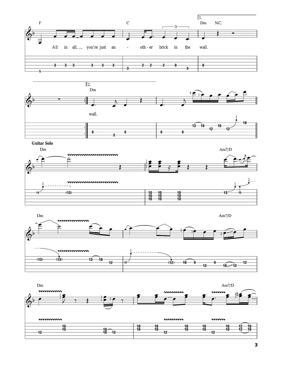 Another Brick In The Wall, Part 2 Acoustic Guitar scores gallery preview page 3