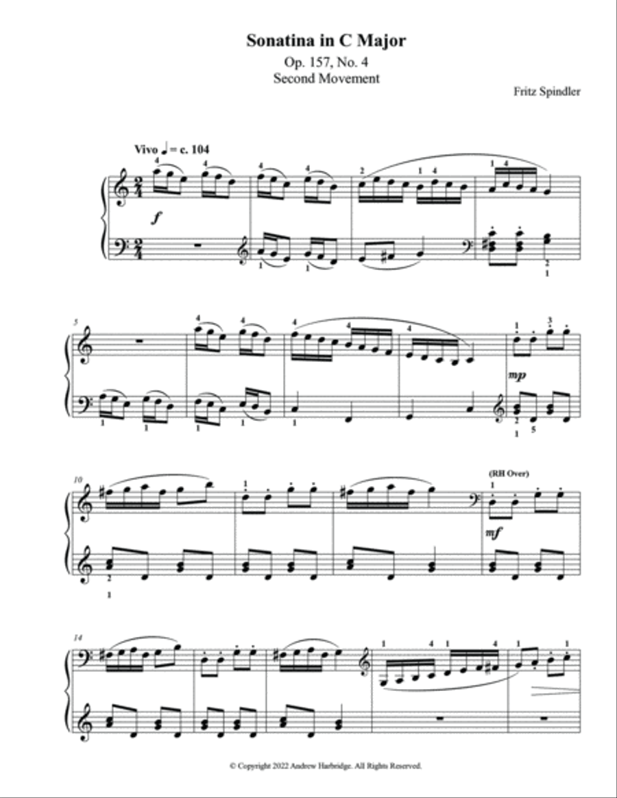 Sonatina in C Major, Op. 157, No. 4 - 2nd Mov't ONLY Piano Solo scores gallery preview page 2