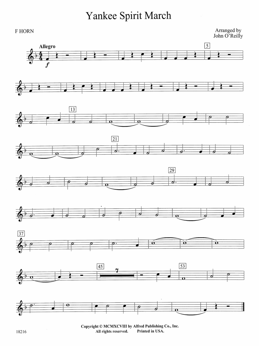 Yankee Spirit March: 1st F Horn