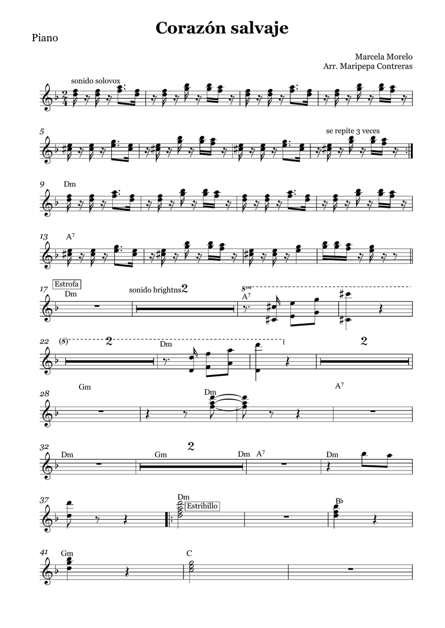 Corazon Salvaje Piano, Vocal scores gallery preview page 1