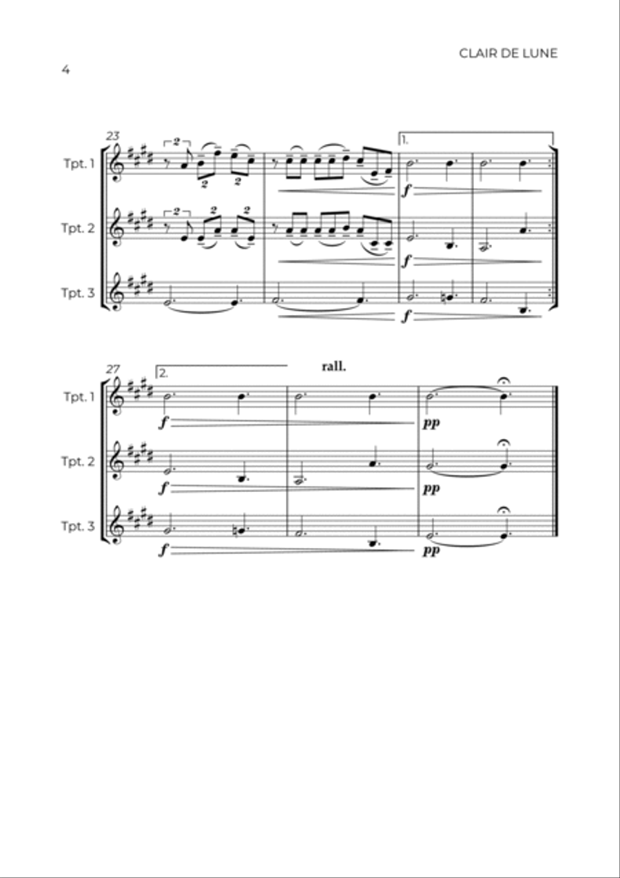 CLAIR DE LUNE - TRUMPET TRIO Trumpet Trio scores gallery preview page 4