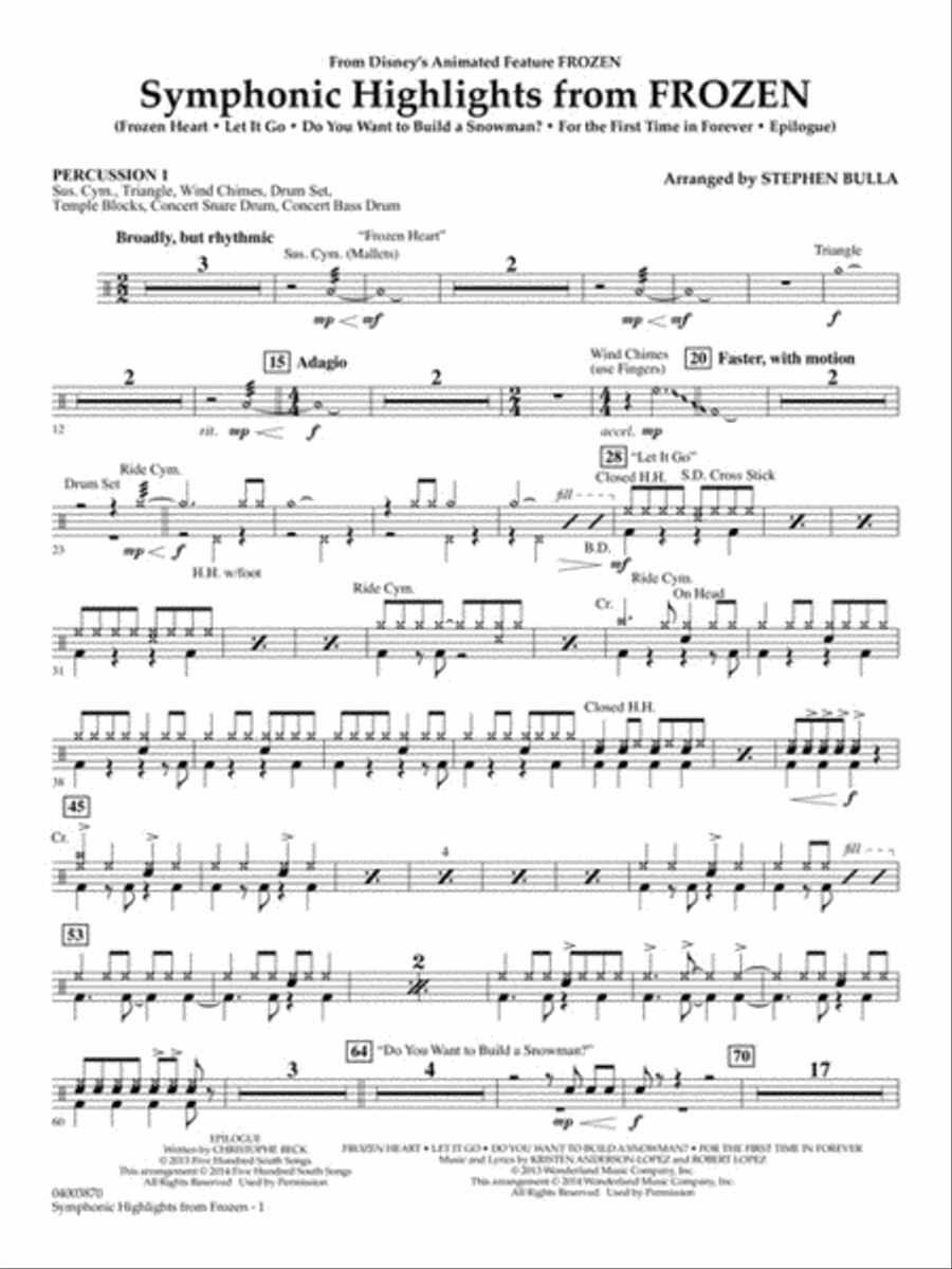 Symphonic Highlights from “Frozen” Concert Band scores gallery preview page 13