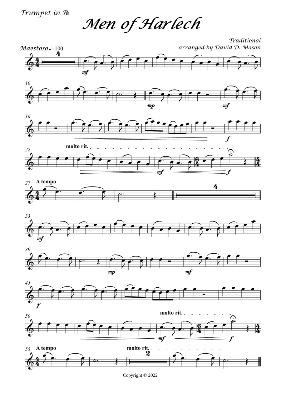 Men of Harlech (Trumpet) Men of Harlech (Trumpet) B-Flat Trumpet scores gallery preview page 2