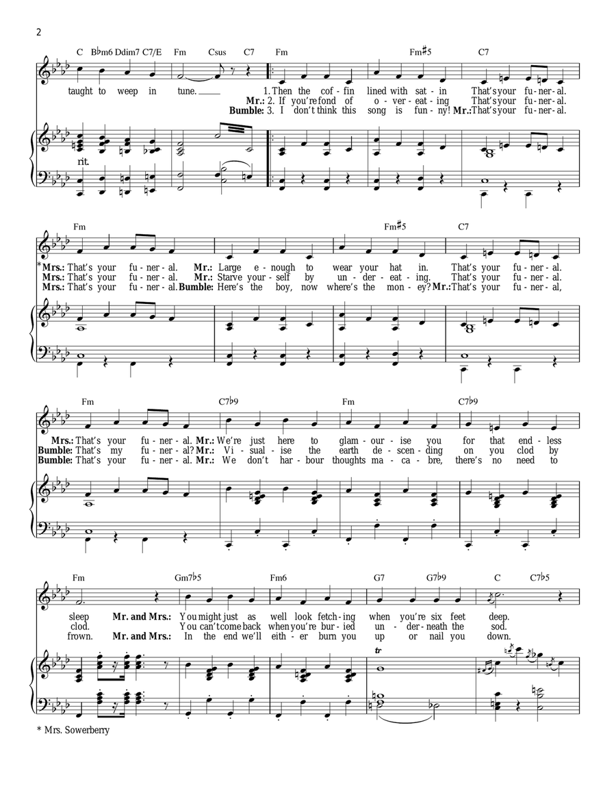 That's Your Funeral Piano, Vocal scores gallery preview page 2