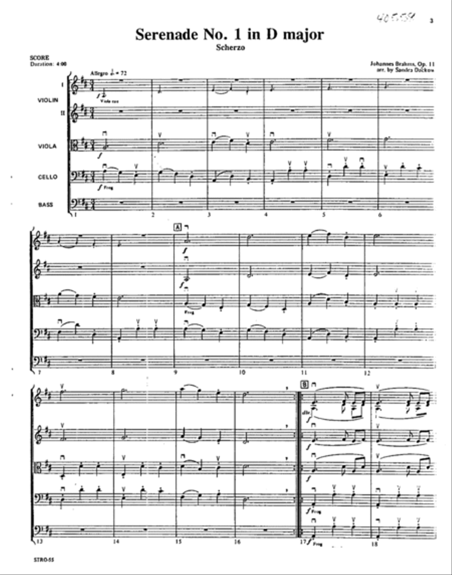 Serenade No. 1 in D Op. 11: Scherzo Orchestra scores gallery preview page 2
