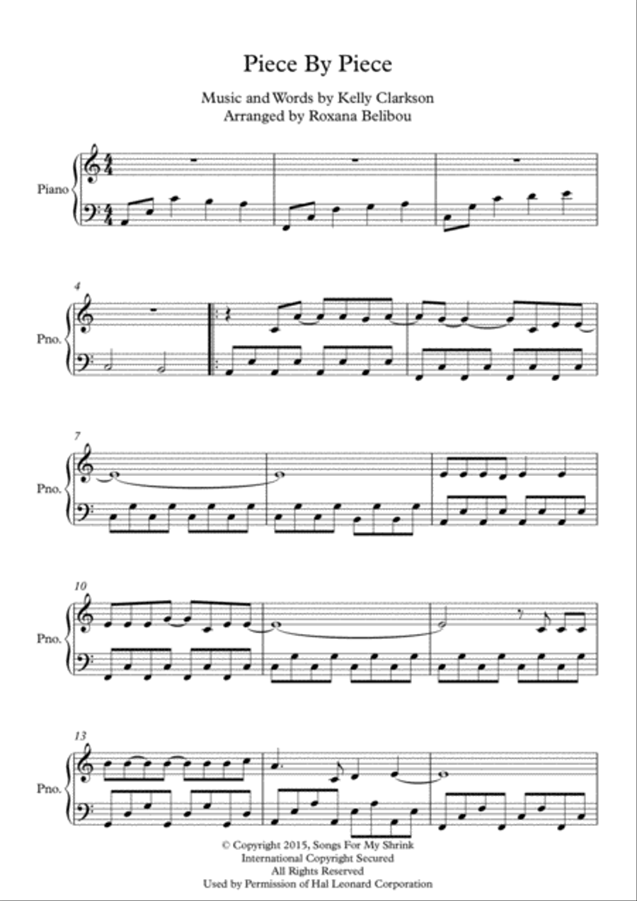 Piece By Piece Piano Solo scores gallery preview page 1