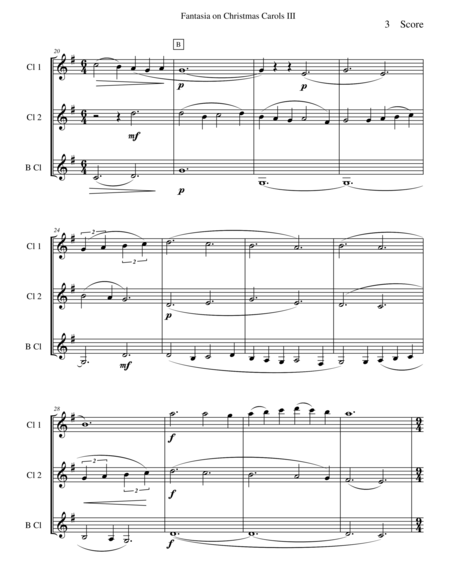 Vaughan Williams - Fantasia on Christmas Carols III for clarinet trio image number null