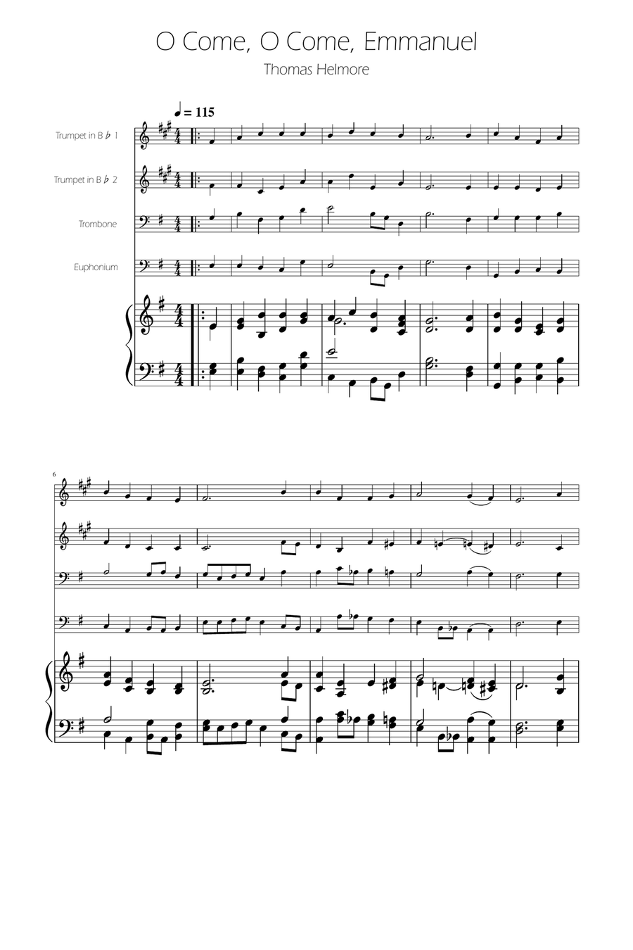 O Come, O Come, Emmanuel - Brass Quartet Brass Quartet scores gallery preview page 1