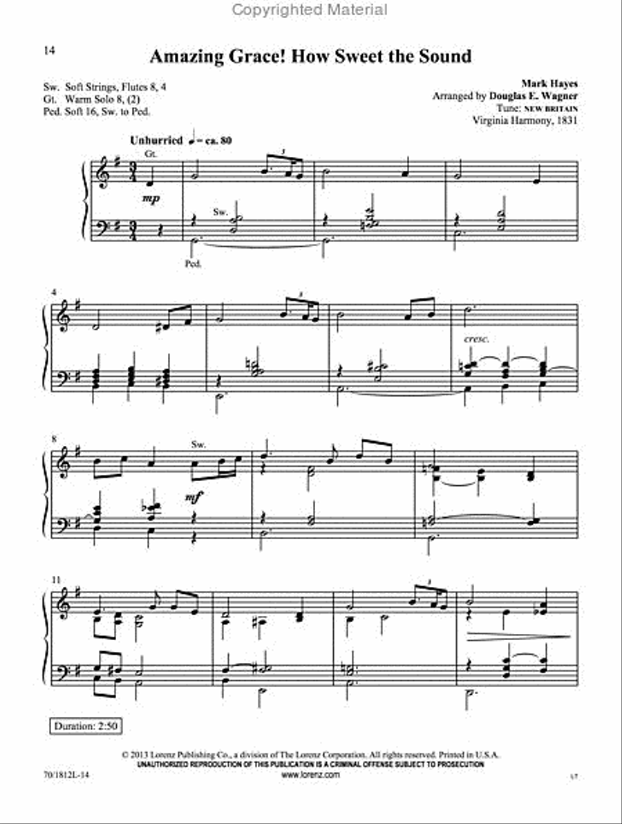 Mark Hayes: Hymns for Organ Organ Solo scores gallery preview page 4