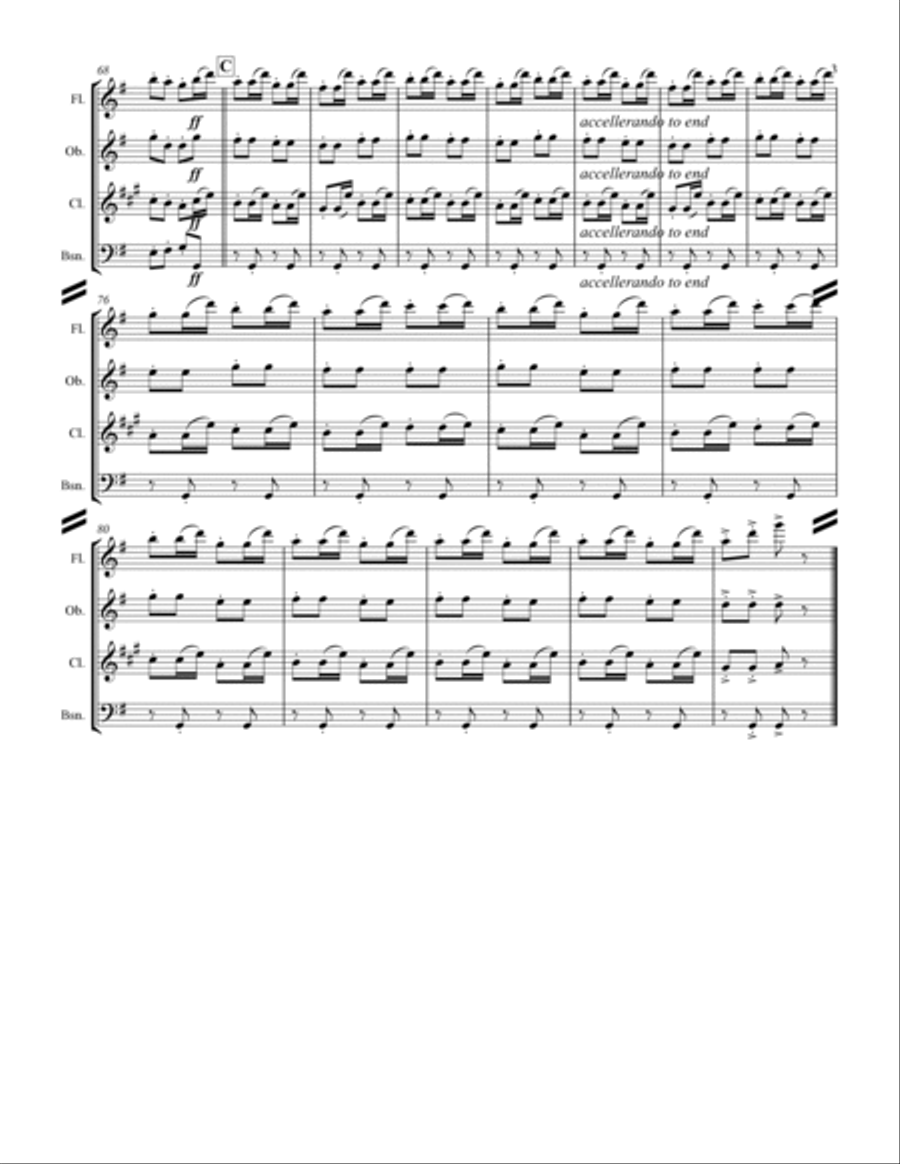 The Nutcracker Suite - 4. Russian Dance, Trépak (for Woodwind Quartet) Woodwind Quartet scores gallery preview page 4