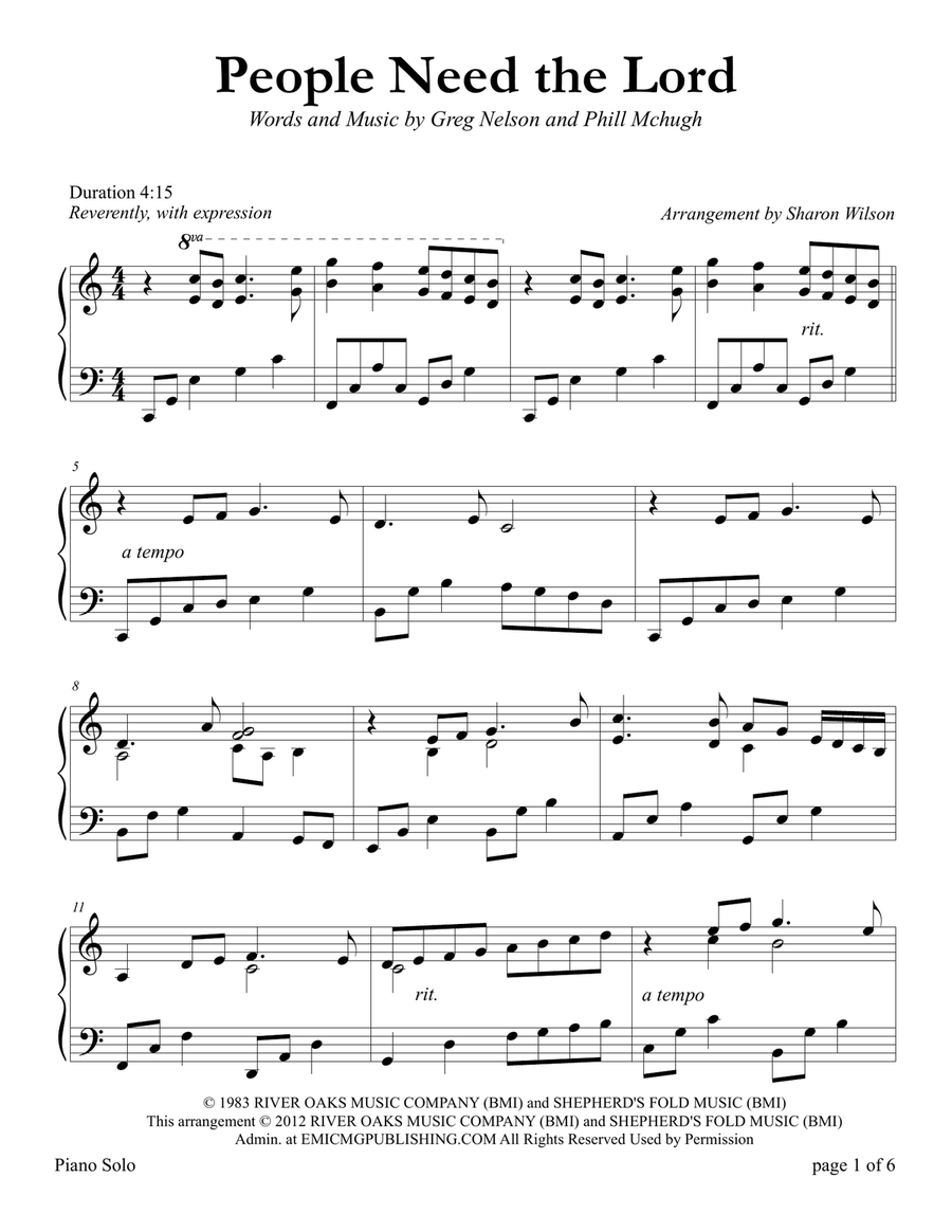 People Need The Lord Piano Solo scores gallery preview page 3