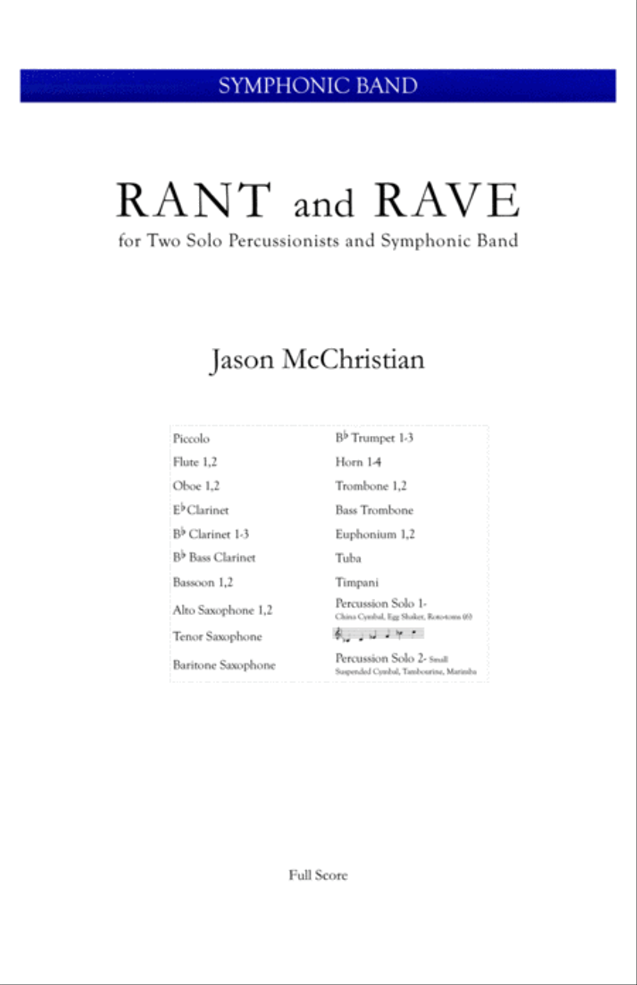 Rant and Rave - for Two Percussionists and Symphonic Band Concert Band scores gallery preview page 1