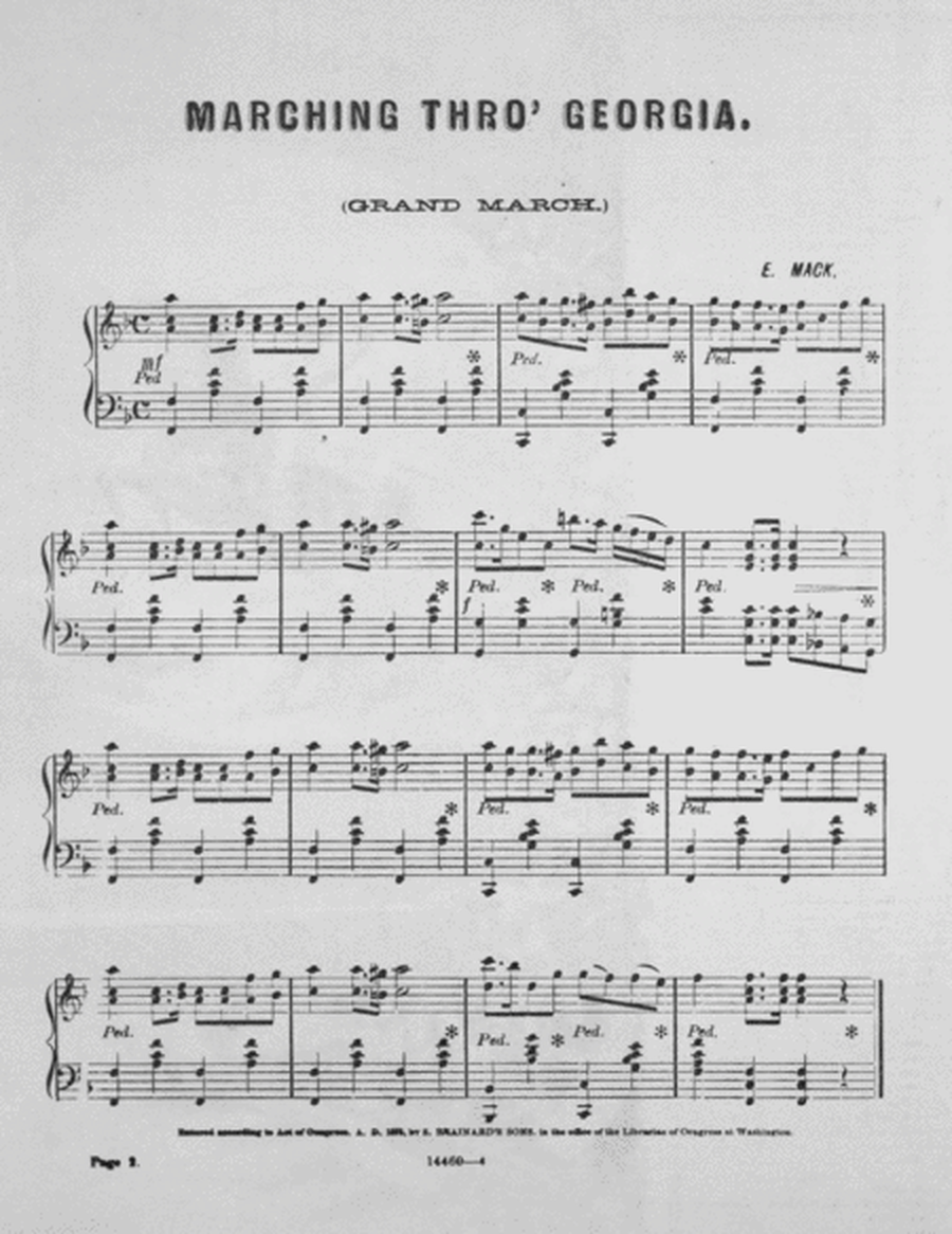 Popular Marches, Battle Pieces, Etc. for Piano and Organ. Marching Thro' Georgia (Grand March)