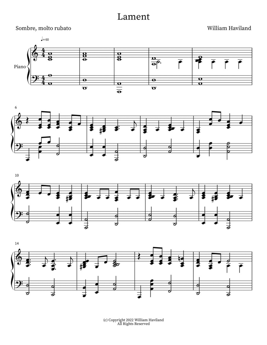Lament Piano Solo scores gallery preview page 1