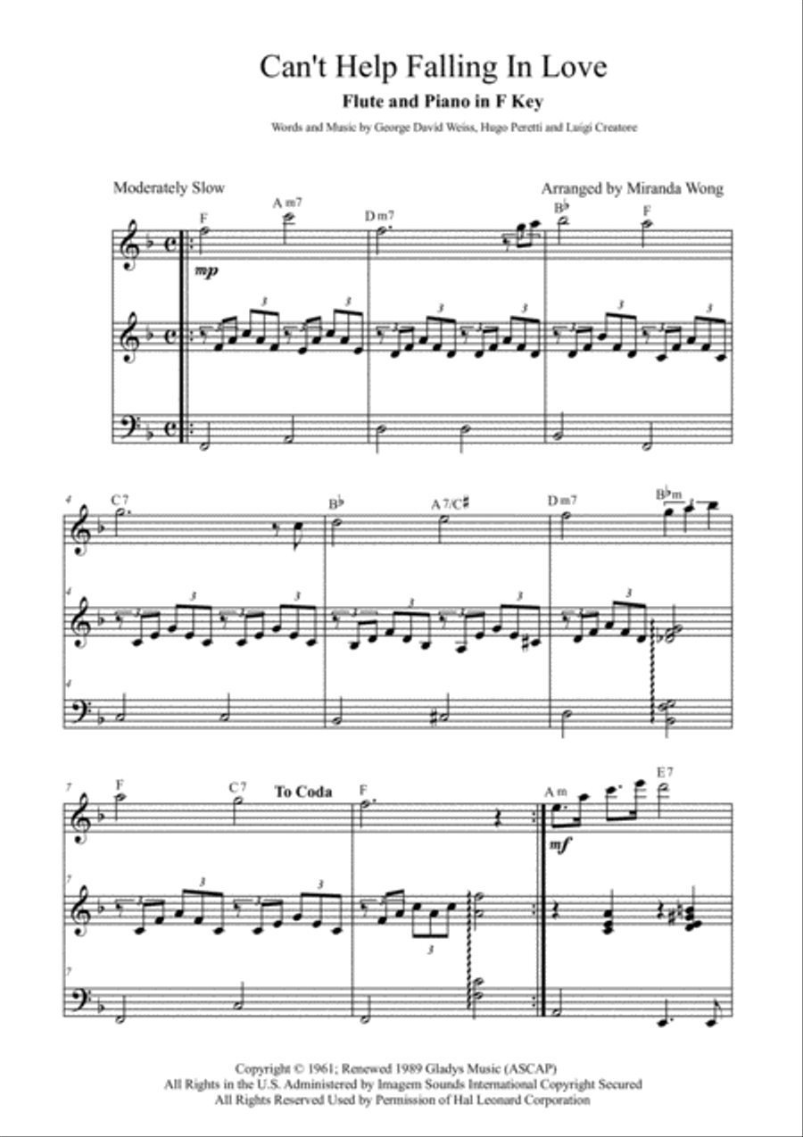 Can't Help Falling In Love Piano Trio scores gallery preview page 2
