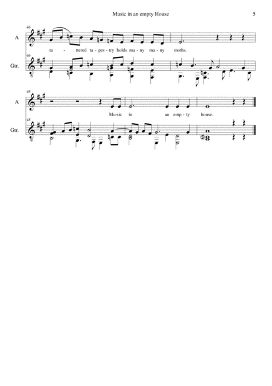 Music in an empty house (Alto Voice and Guitar) Piano, Vocal, Guitar scores gallery preview page 5