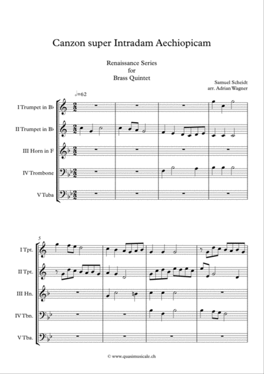 Canzon super Intradam Aechiopicam (Samuel Scheidt) Brass Quintet arr. Adrian Wagner Brass Quintet scores gallery preview page 2