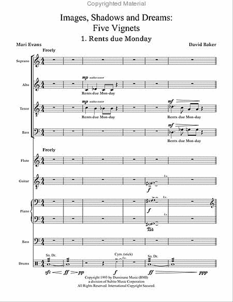 Images, Shadows and Dreams: Five Vignettes 4-Part scores gallery preview page 2