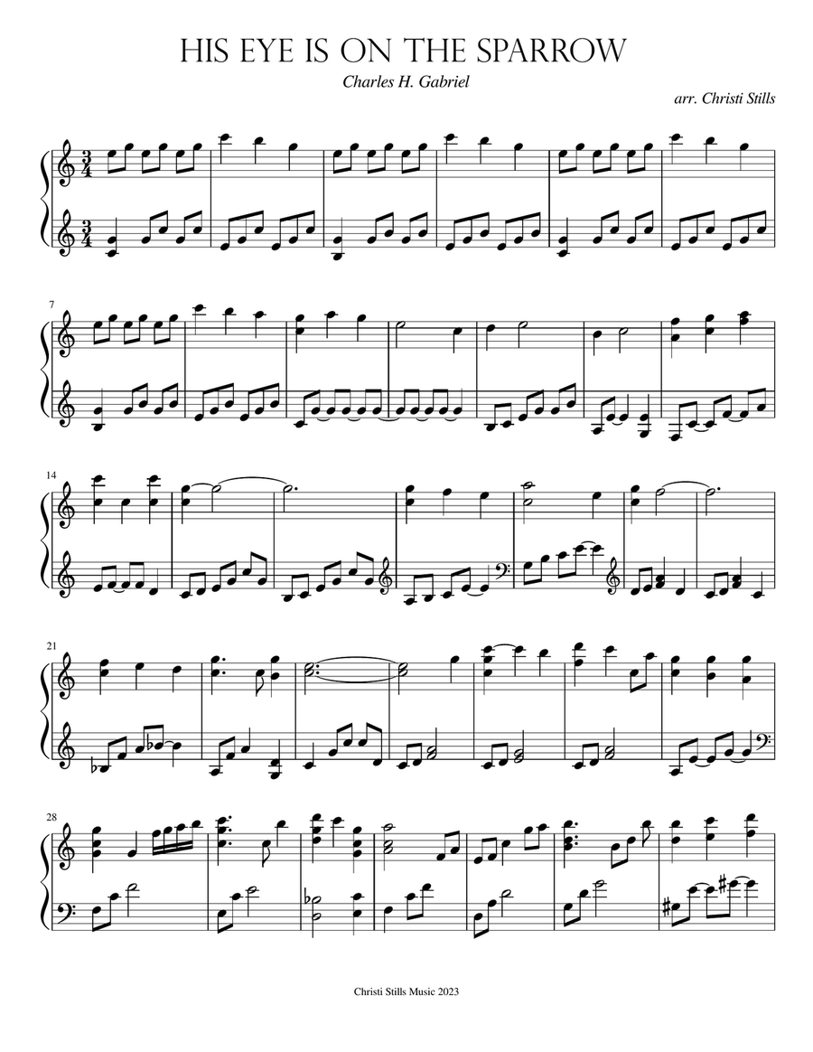 His Eye is on the Sparrow Piano Solo scores gallery preview page 1