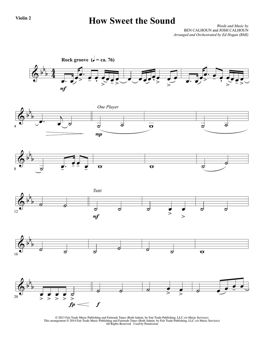 How Sweet the Sound - Violin 2
