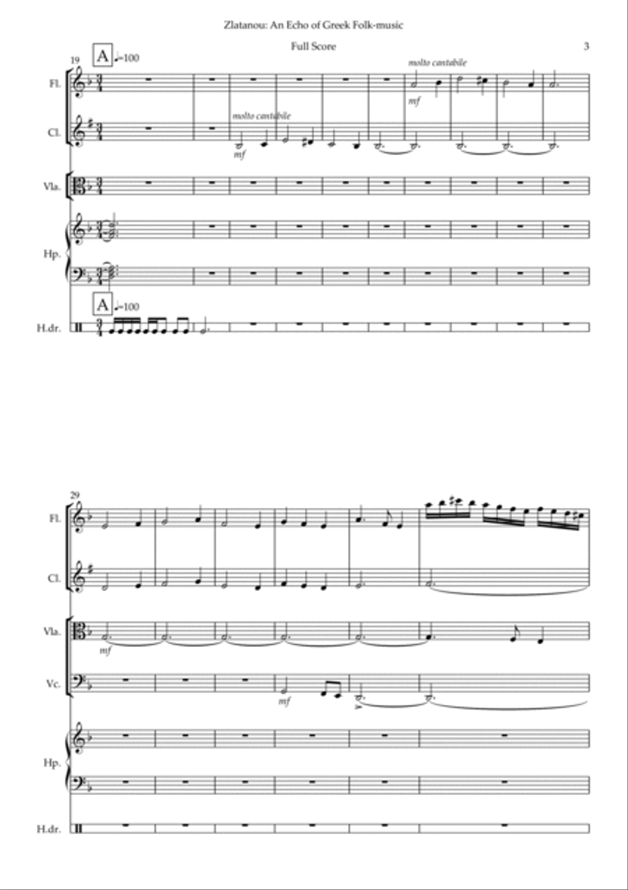AN ECHO OF GREEK FOLK MUSIC, for chamber ens. Version 1 School and Community scores gallery preview page 3