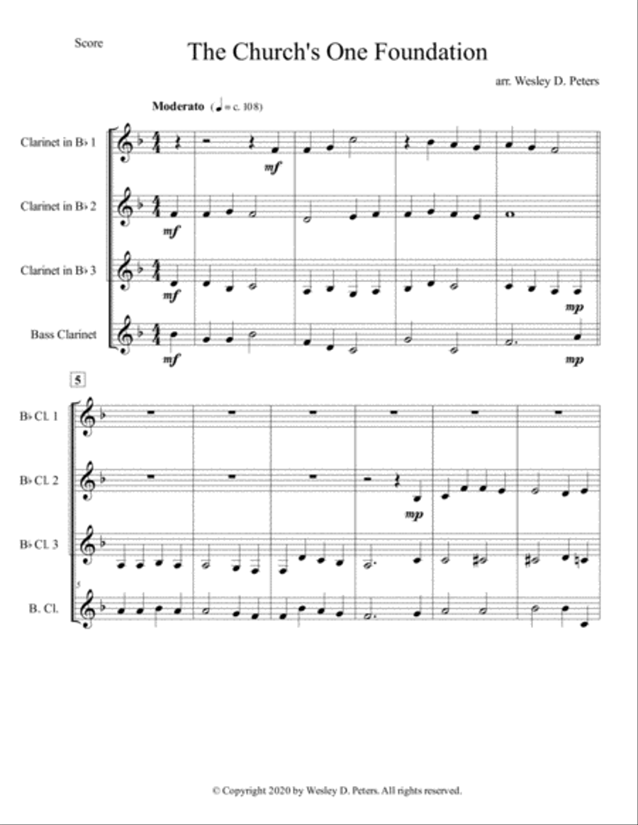 The Church's One Foundation (Clarinet Quartet) Clarinet Quartet scores gallery preview page 4
