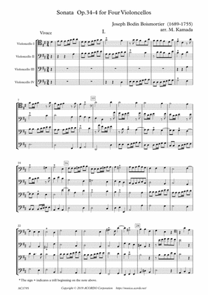 Sonata Op.34-4 for Four Violoncellos