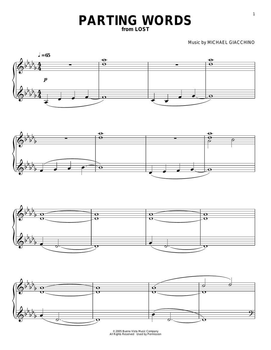 Parting Words Piano Solo scores gallery preview page 1