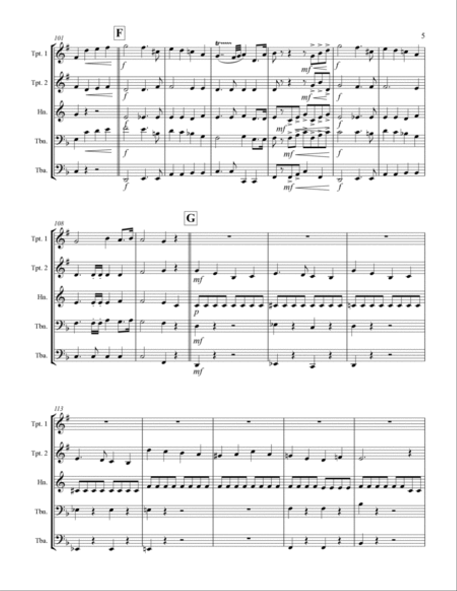 Wedding Processional & Recessional (for Brass Quintet) Brass Quintet scores gallery preview page 6