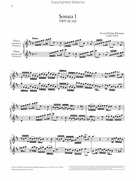 6 Sonatas for 2 Flutes (Or Violins)