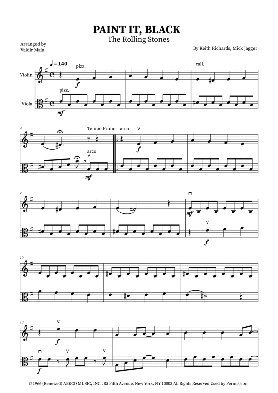 Paint It, Black String Duet scores gallery preview page 1