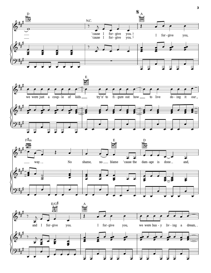 I Forgive You I Forgive You Piano, Vocal, Guitar scores gallery preview page 3